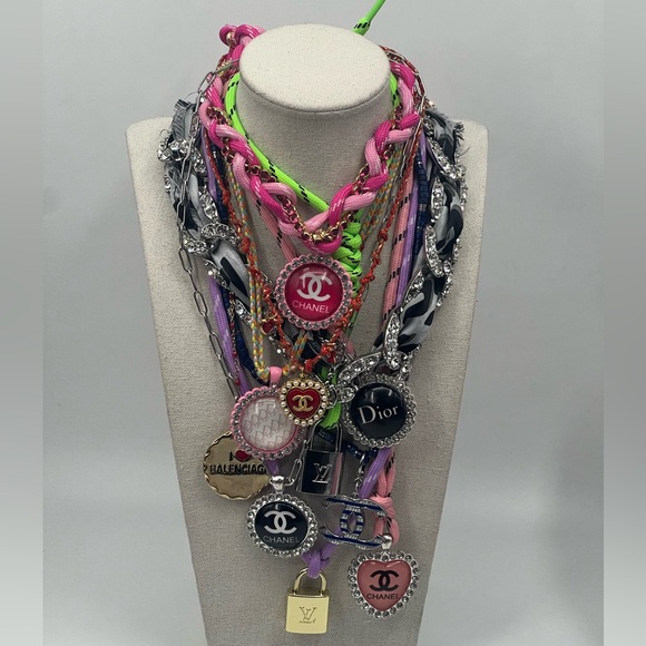 Repurposed Dior Charms on Black Leather Rope - Picture 4 of 4